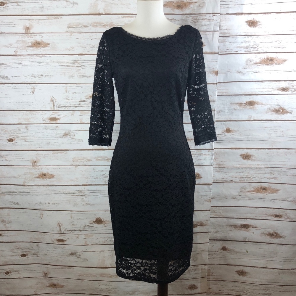 Laundry by Shelli Segal Black Lace LBD Size 6